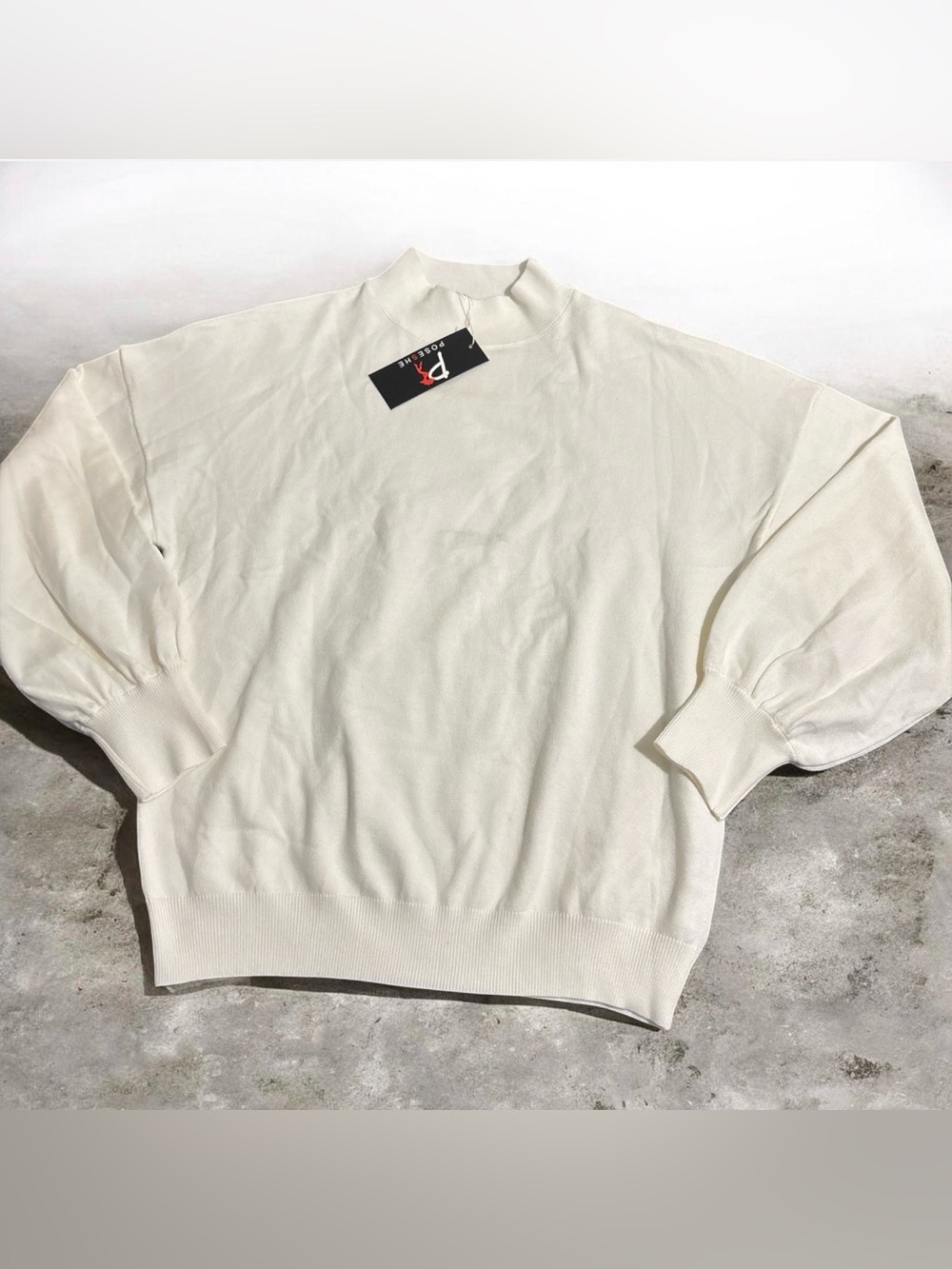 NWT Possehe Off-White Mock Neck Pullover Sweater Oversized Women's Size XL